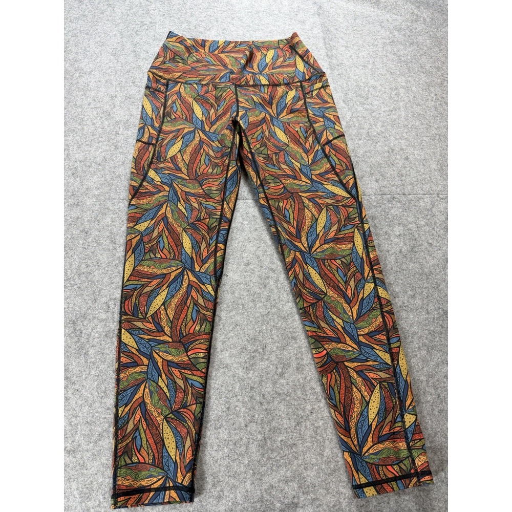 Wild Woods Women's L Leafy Brown Boho Earth Tones High Waist Yoga Leggings